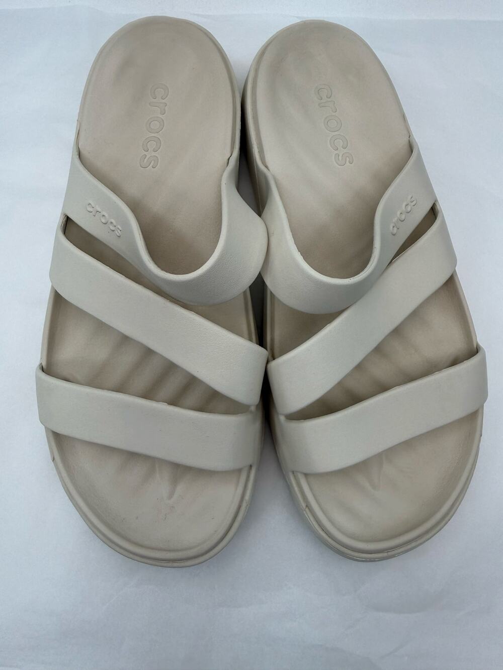 Crocs Getaway Strappy Slide Sandals Stucco Off White Women’s 7 Resort Travel